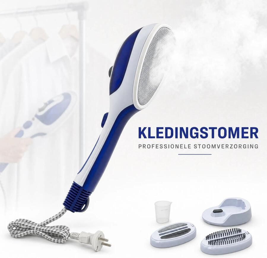 Psogpone Stoomstrijkijzer Elektrische Strijkijzer Kledingstrijker – 230V met EU-stekker – Met pluisborstel lange borstel & maatbeker – Voor kleding gordijnen tafellinnen – Snel opwarmen – Incl. handleiding