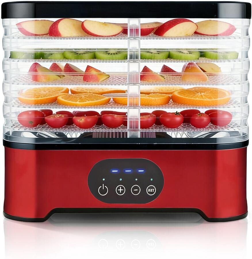 Psogpone Voedseldroger met 5 roestvrijstalen trays – 72-uurs timer temperatuur tot 70°C instelbaar – voor vlees fruit kruiden en hondensnacks