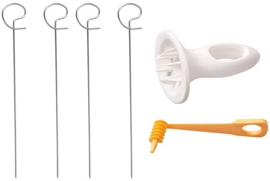 PULUZ Spiraal Aardappelsnijder Perfect voor Grillen 4 RVS Vervangende Spiesjes 1 Handmatige Snijmachine 29 x 15 x 5 1 cm