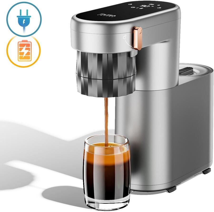 Pura Coffee C1 Mini Espressomachine 3 Seconden Verwarming 20Bar Draagbaar & Oplaadbaar Eénknopsbediening Geschikt voor Koffiepoeder