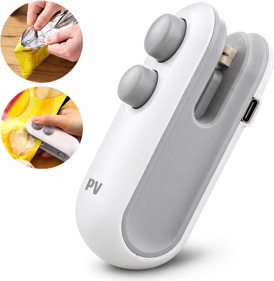 Purevolt. PureVolt 2-in-1 Zak Sealer – Oplaadbare Mini Heat Sealer met Snijmes – Luchtdicht Zakjes Afdichten & Afsluiten – Magnetisch & Draagbaar Sealer Apparaat – Voor Voedsel & Snacks