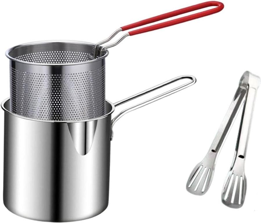 Pyreta Kleine Frituur Pan Friteuse Frituur Pan Met Keuken Clip Frituurpan met Korf Oliebesparen Geschikt Voor Gas En Inductie Frietpan Frituurpan Huisraad Friteuse Chipfriteuse