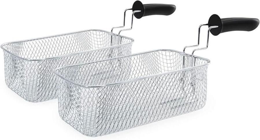 QIN Dubbele Frituurpan Dubbele Friteuse Frietpan 3 liter Zwart 52cm x 41cm x 22cm