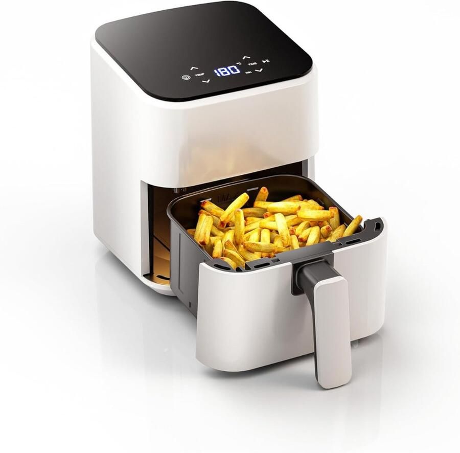 QIN Mini airfryer Airfryer klein Wit 26cm x 22cm x 28cm