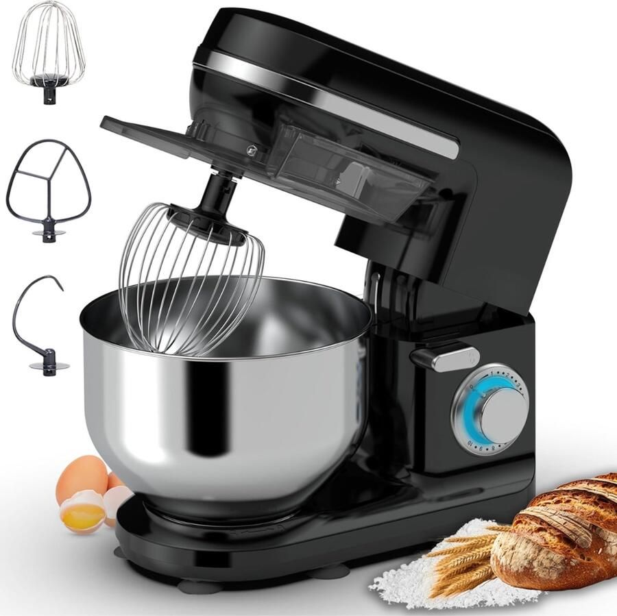 QIN Mixer met mengkom Mixer met mengkom keukenmachine Zwart ‎37cm x 24cm x 32cm