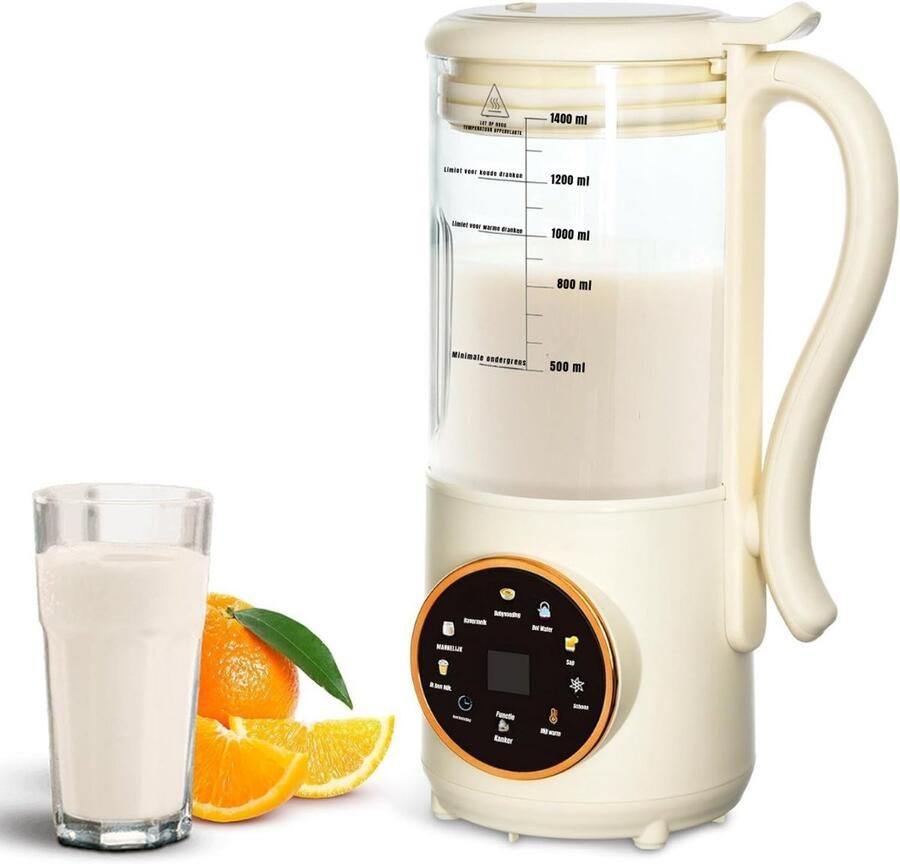 QIN Sojamelk Maker Milkmaker 4 in 1 Vegan Milk 10 Messen Extra Fijne Melk Beige 13cm x 19cm x 31cm