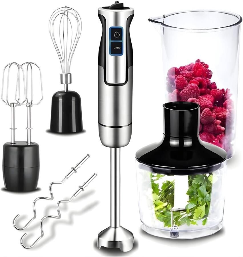 Ploutos Staafmixer Set Elektrische Multifunctionele Staafmixer 6 Delige Accessoire Set Zwart 24cm x 18cm x 19cm