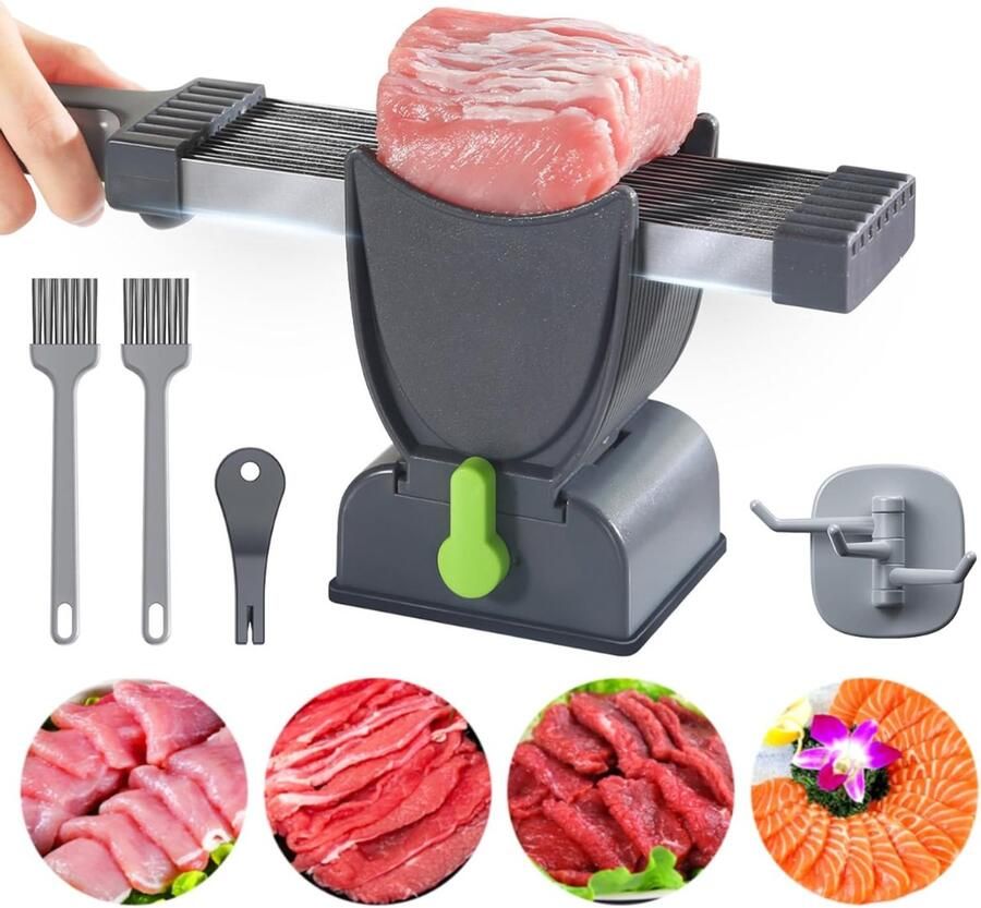 QIN Vleessnijmachine Snijmachine Allessnijder -Vleessnijmachine Voor Thuis Handmatige Snijder voor Vers Vlees 34x7x4cm Roestvrij Staal 34cm x 7cm x 4cm