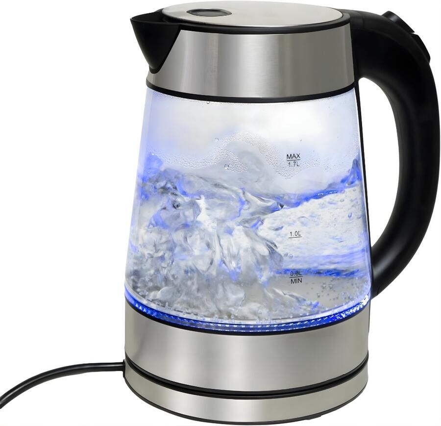 QIN Waterkoker Met Temperatuurregeling Waterkoker Glas Zilver 21cm x 16cm x 25cm