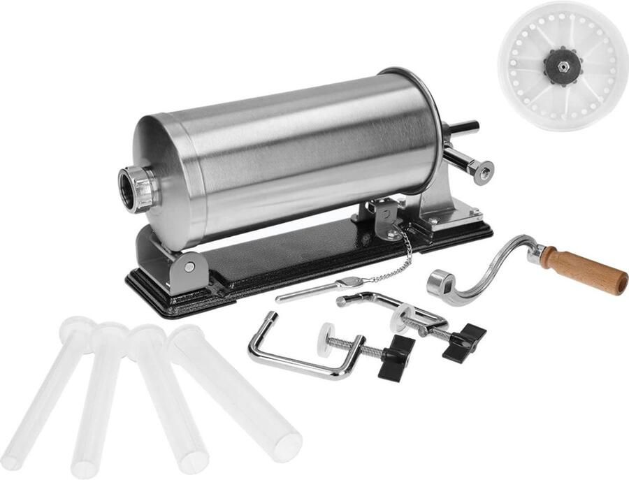 QIN Worstenvuller Worstenmaker Worstmaker Worstmachine Worstenvul Machine 2 5kg 78x15x17cm Zilver 87cm x 29cm x 31cm