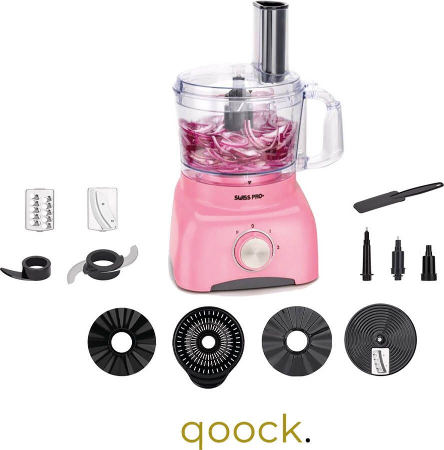 Qoock Food Processor Retro Line Pink 13 Delig 800w Met accessoires - Foto 1