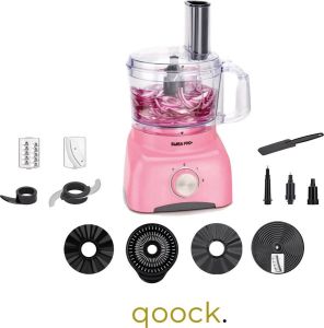 Qoock Food Processor Retro Line Pink 13 Delig 800w Met accessoires