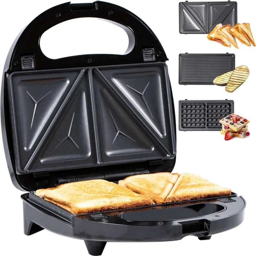 QORA Contactgrill met uitneembare platen Contactgrill Multi grill Zwart ‎22cm x 24cm x 10cm