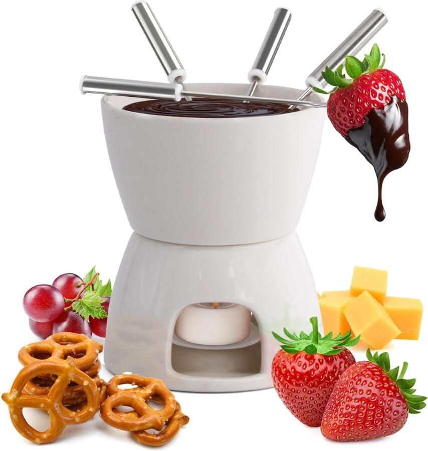 QORA Fondueset Fondue Fondueset elektrisch Wit ‎11cm x 8cm x 7cm