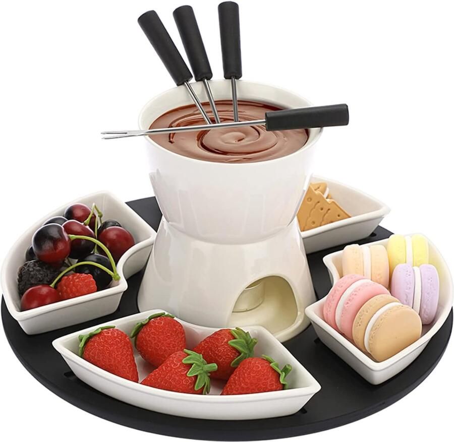 QORA Fondueset Fondue Fondueset elektrisch Wit 31cm x 30cm x 13cm