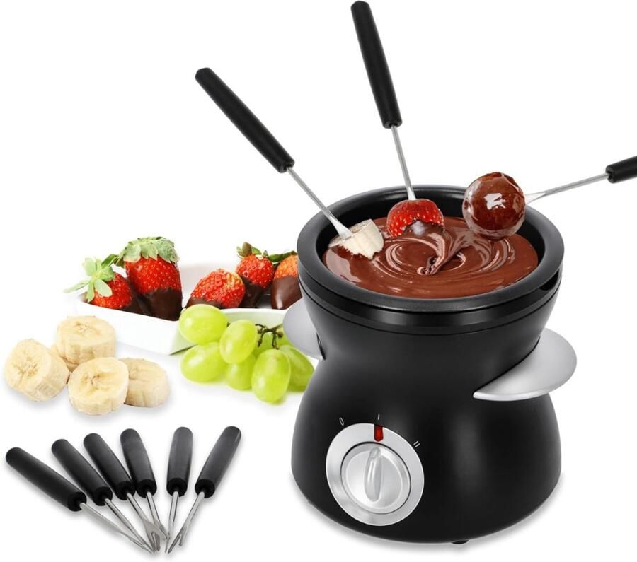 QORA Fondueset Fondue Fondueset elektrisch ‎Zwart ‎13cm x 13cm x 14cm