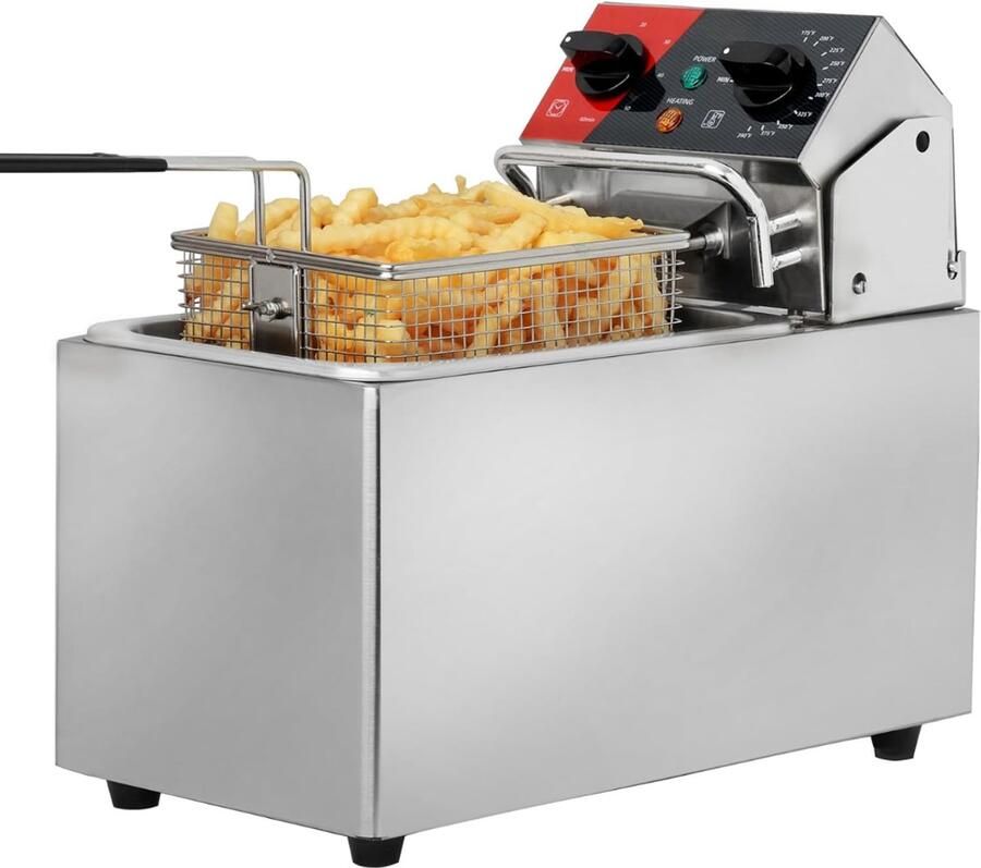 QORA Frituurpan 4 liter Frituurpan Zilver 42cm x 22cm x 37cm