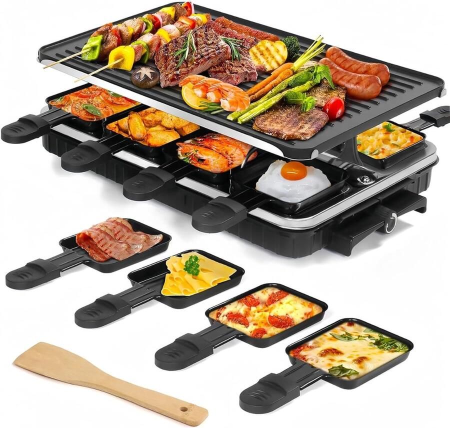 QORA Gourmetstel 8 personen Gourmetstellen Gourmet Zwart 12cm x 26cm x 42cm