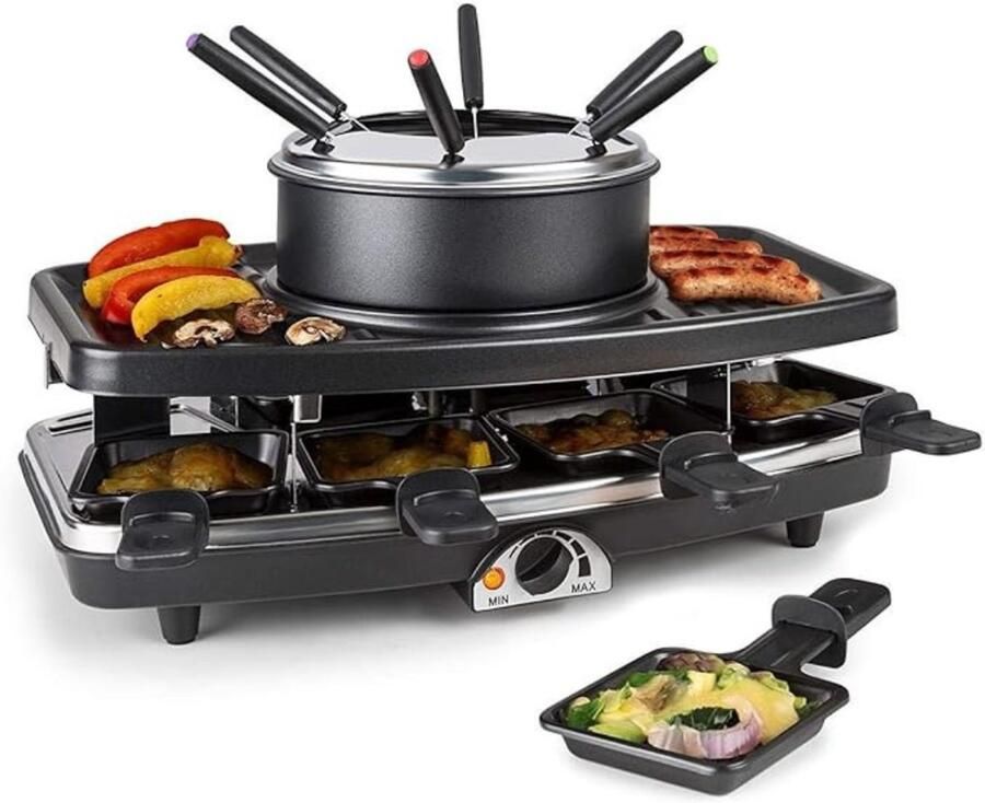QORA Gourmetstel 8 personen Gourmetstellen Gourmet Zwart ‎40cm x 20cm x 38cm