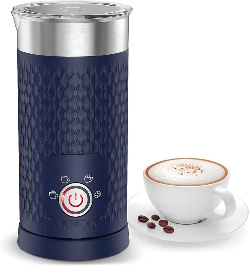 Ploutos Melkopschuimer Elektrische Melkopschuimer 4-in-1 Automatische Melkschuimer Warm & Koud Blauw 10cm × 10cm × 19 cm