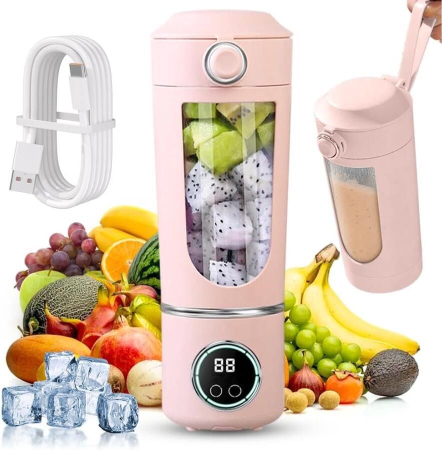 QORA Milkshake Machine Milkshake Maker Smoothie Maker Roze 9cm x 11cm x 26cm