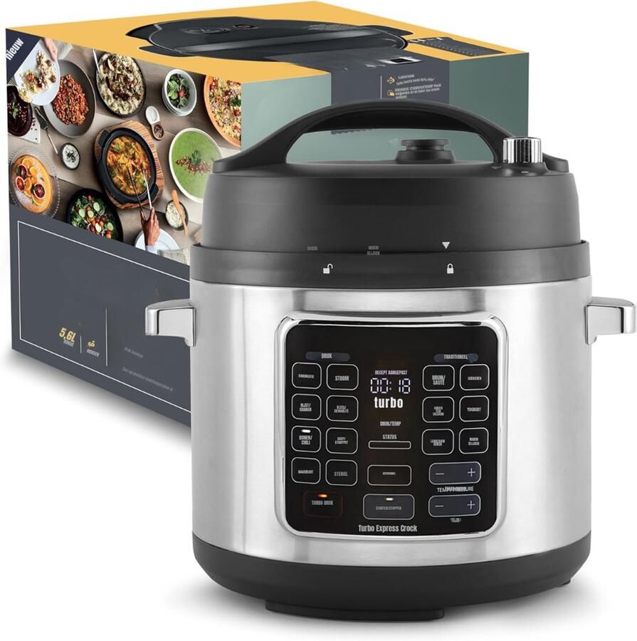 QORA Multicooker Multicookers Zilver Zwart ‎34cm x 34cm x 31cm