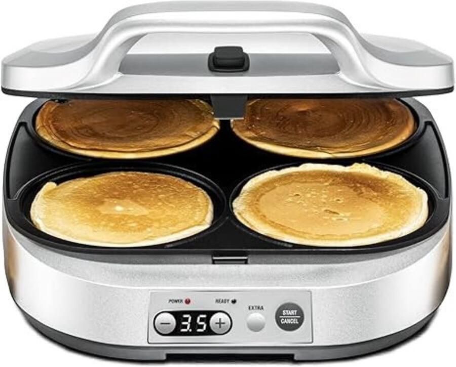 QORA Pannenkoekenmaker Pancake maker Pannenkoek Zilver 32cm x 37cm x 13cm