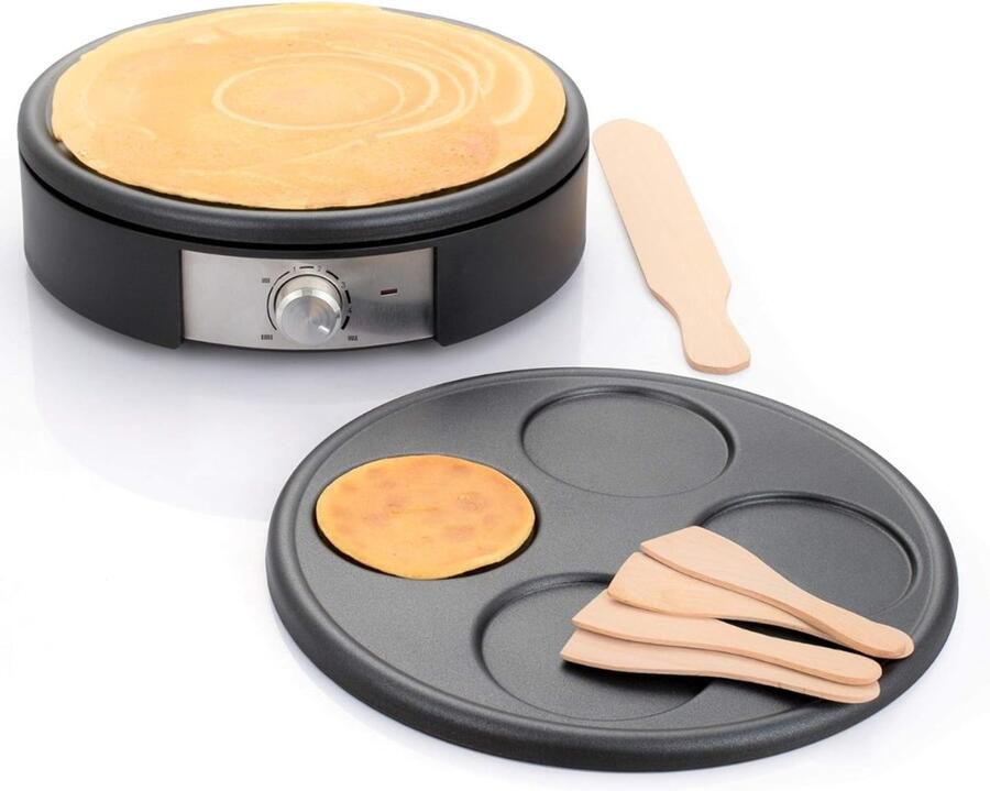 QORA Pannenkoekenmaker Pancake maker Pannenkoek Zwart 33cm x 34cm x 10cm