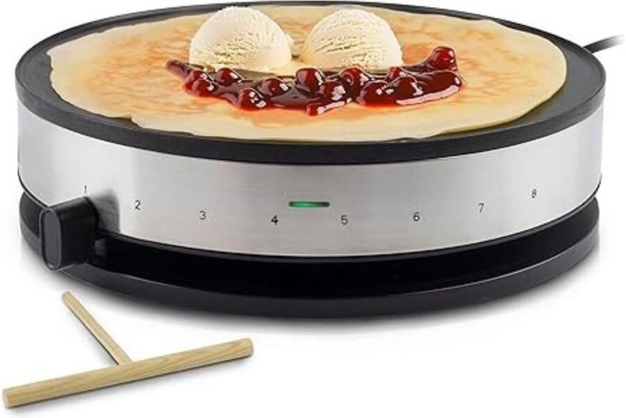 QORA Pannenkoekenmaker Pancake maker Pannenkoek Zwart Zilver ‎36cm x 33cm x 10cm