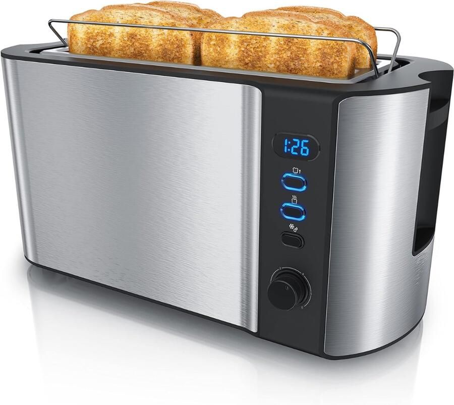 QORA Tosti apparaat broodrooster Tosti apparaat Tosti broodrooster Zilver 19cm x 38cm x 19cm