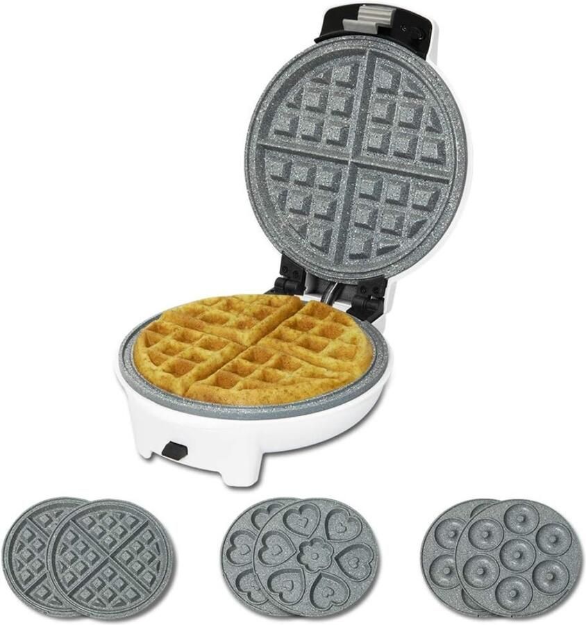 QORA Wafelijzer met verwisselbare platen Wafelijzer Wit ‎24cm x 23cm x 29cm