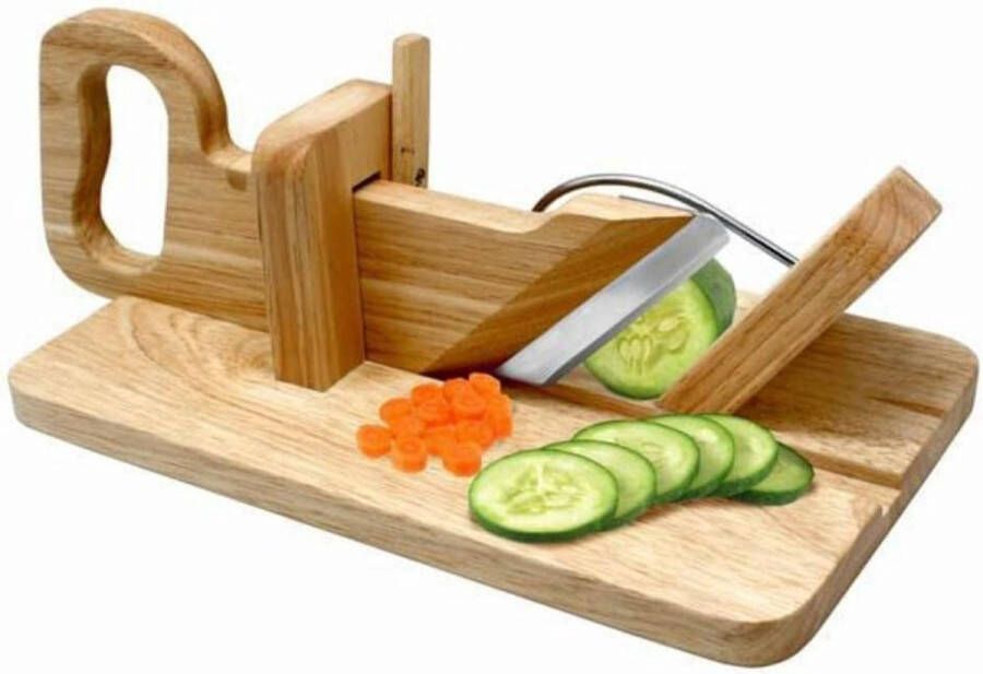 QPFO Saucisson guillotine – Houten worstsnijder met RVS mes – vlees en kaassnijder – charcuterie snijplank