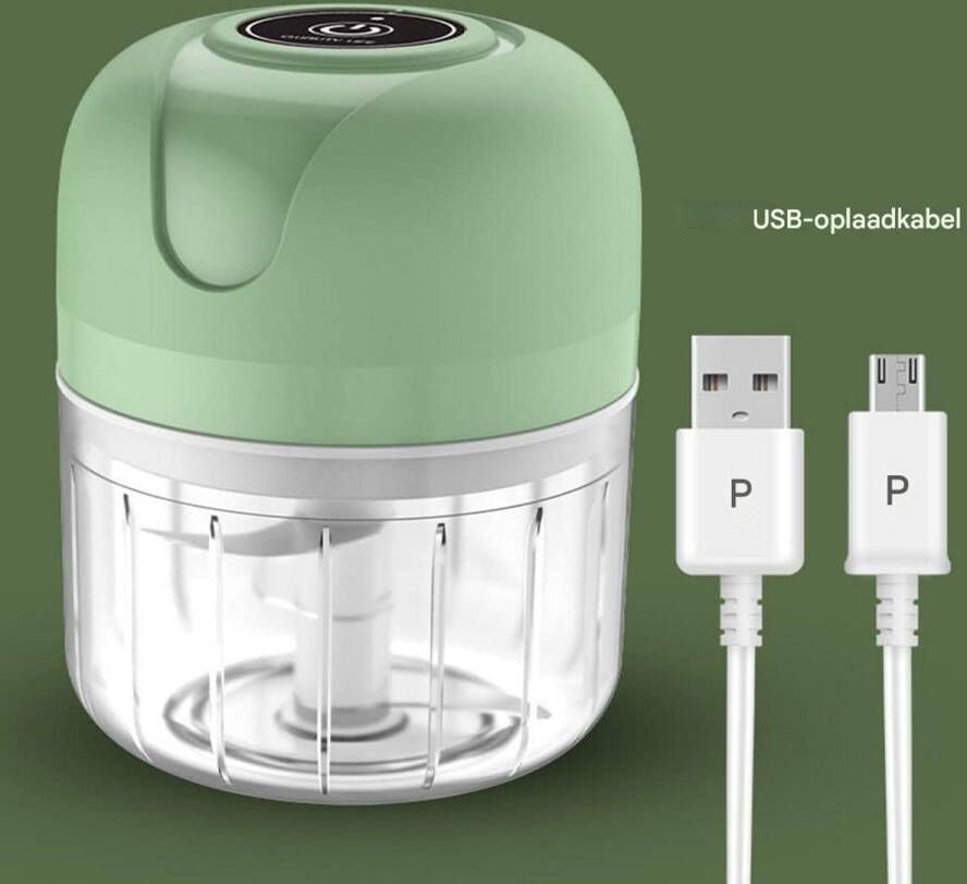 QTTVBTNA -Elektrische Mini Hakmolen – Draadloze USB Oplaadbare Groentehakker 250ml – Knoflooksnijder & Voedselprocessor voor Babyvoeding Noten en Kruiden