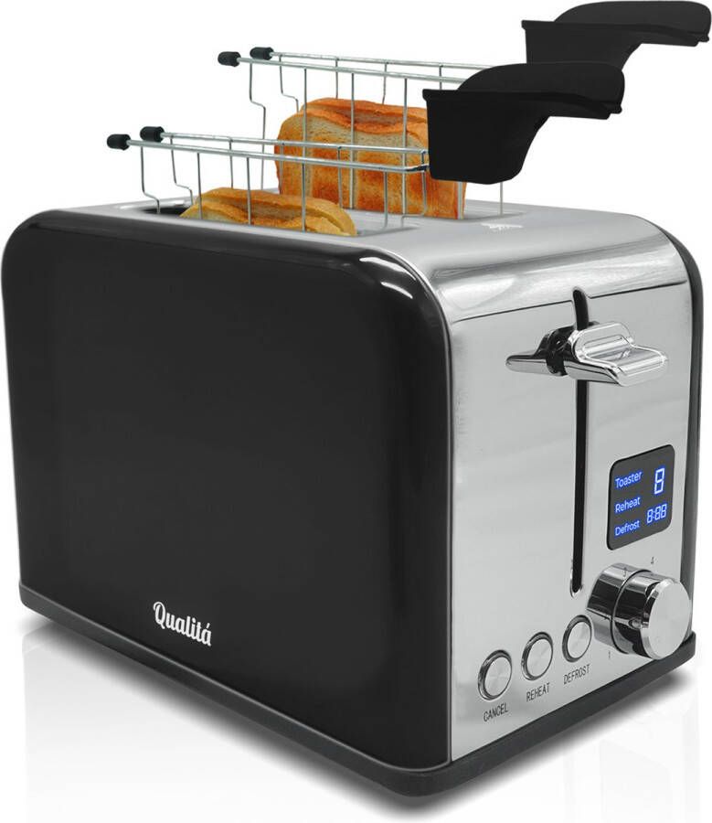 Qualita Qualitá Broodrooster met TostiKlemmen Retro Tostiapparaat Sandwichrooster Croque Monsieur Toestel RVS Zwart - Foto 2