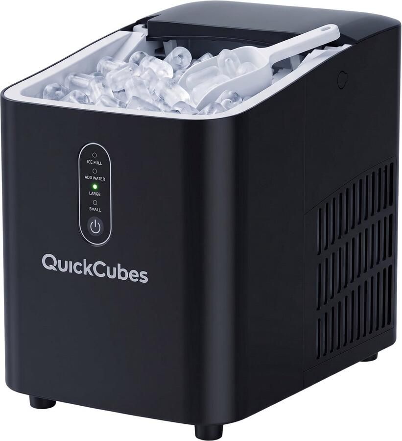 QuickCubes Ijsblokjesmachine Ijsblokjesmaker Snel Efficiënt en Compact Design 1.3L 8 blokjes in 6 Minuten Maak Verfrissende IJsblokjes Thuis in een Handomdraai Compacte Blokjesmachine voor Thuis & Thuisbar Zelfreinigende Ijsmachine