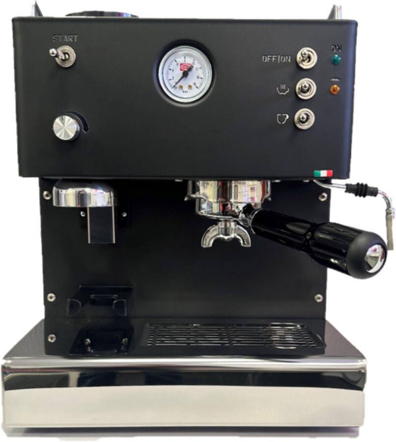 Quickmill 3035 exclusief model matzwart espressomachine met piston en geintegreerde koffiemolen en Koepoort Koffie baristapakker - Foto 1