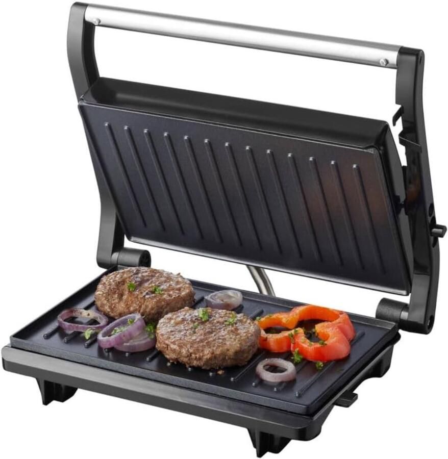 QUOVO Contactgrill Met Uitneembare Platen Contactgrill Multi Grill Zwart 22cm x 28cm x 8cm