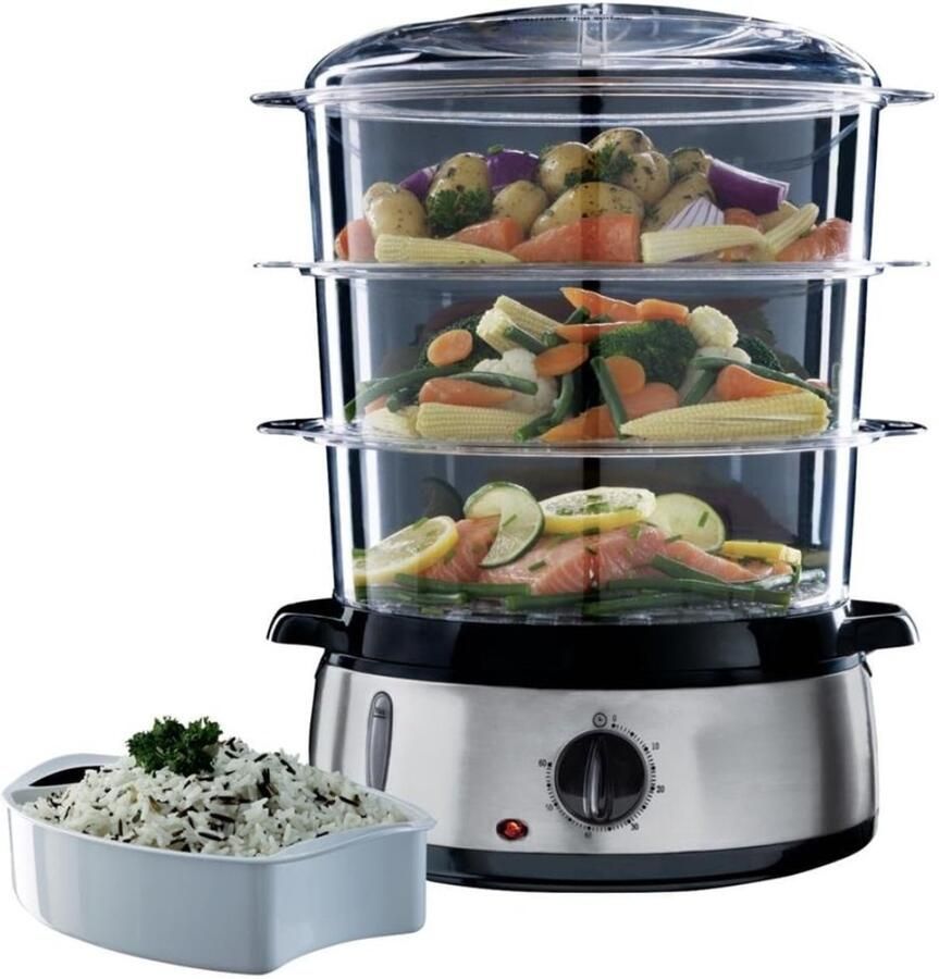 QUOVO Stoomkoker Stoomkokers Stoompan Zwart 28cm x 28cm x 26cm