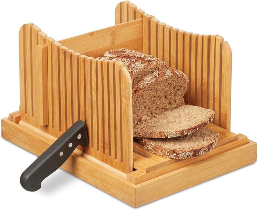 Quvo Broodsnijder Hulpmiddel Broodsnijmachine Handmatig Met Kruimelopvang Broodplank Hout Broodsnijplank Met Verstelbare Dikte Natuurlijk‎ 32cm x 24cm x 20cm