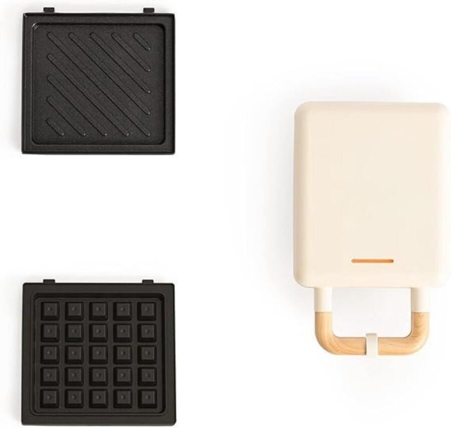 Quvo Contactgrill met uitneembare platen Contactgrill Multi grill Gebroken Wit- 14cm x 23cm x 10cm