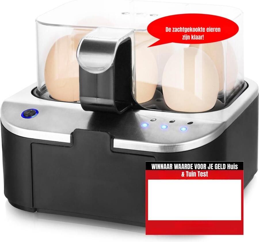 Quvo Eierkoker electrisch Eierkoker met timer roestvrij staal ‎19cm x 18cm x 15cm