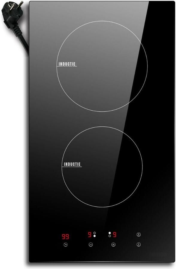 Quvo Elektrische Kookplaat 2 Pits Elektrische Fornuis Elektrische Kookplaat Vrijstaand 2 Kookplaten 30 cm Kinderslot Zwart -52 cm x 29 cm x 6 cm