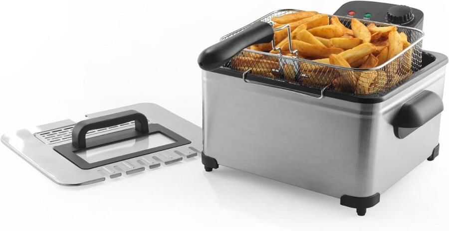 Quvo Frituurpan Dubbele Frituurpan Friteuse Dubbele Friteuse Zilver 36cm x 36cm x 22cm