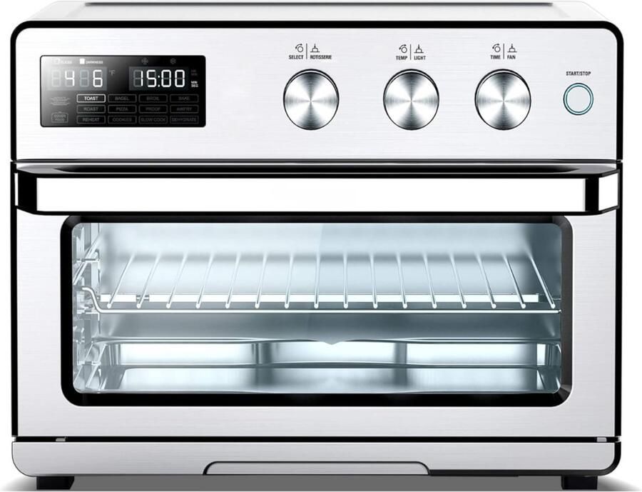 Aurixi Heteluchtoven Oven Airfryer Oven Zilver-‎45cm x 42cm x 37cm