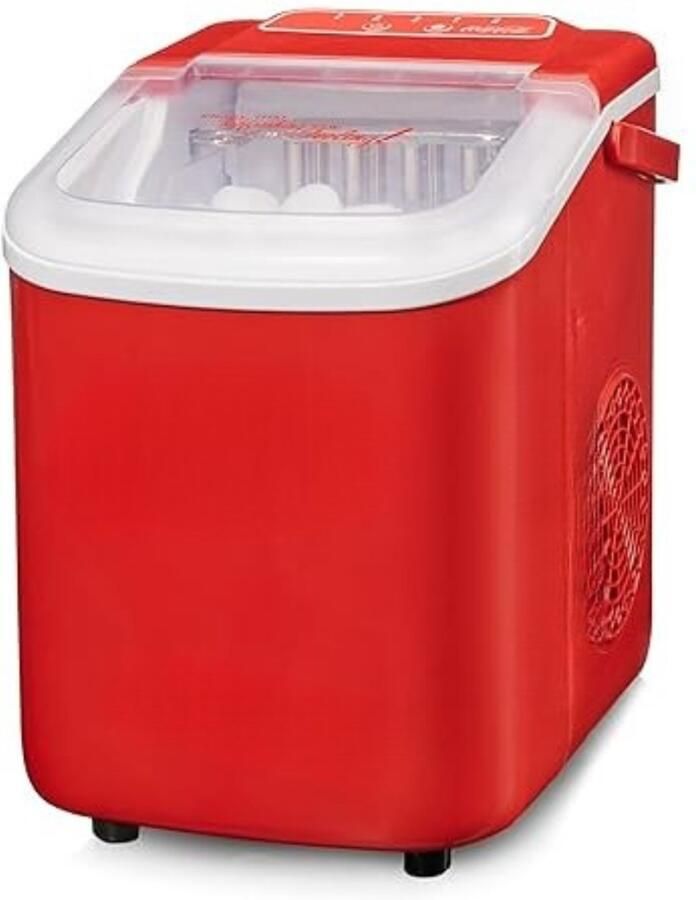 Quvo Ijsblokjesmachine Draagbare Ijsblokjesmaker Ijsblokmaker Compact Rood 29cm x 23cm x 30cm