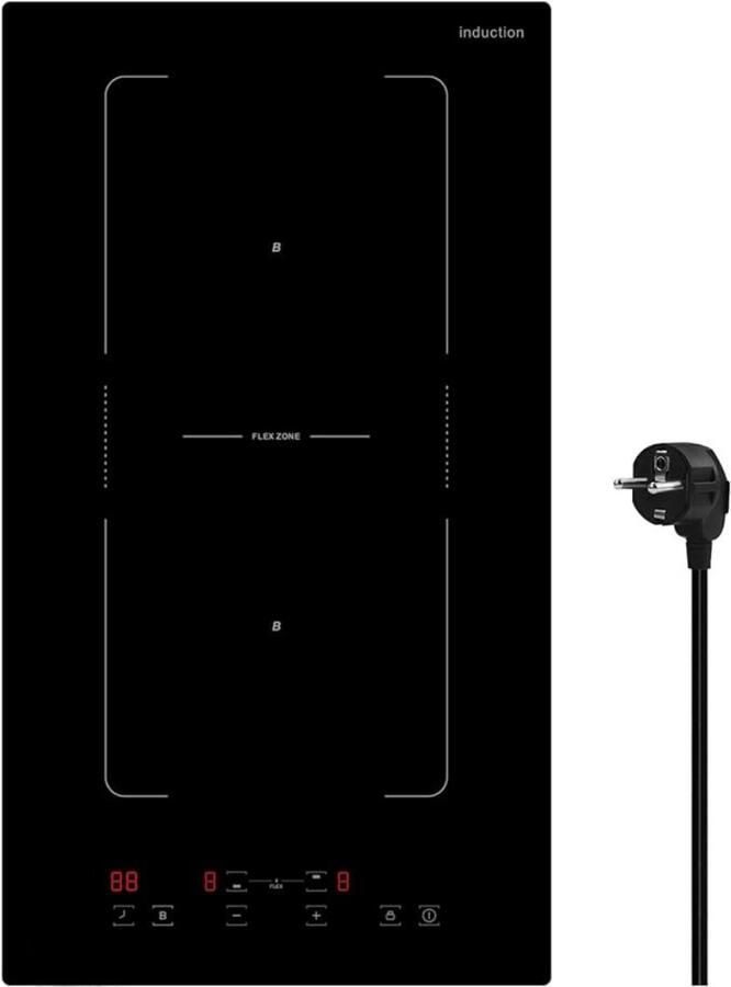 Quvo Inductie Kookplaat Vrijstaand Dubbele Inductiekookplaat Kooktoestel met Touchscreen Timer Zwart 52cm x 29cm x 6cm
