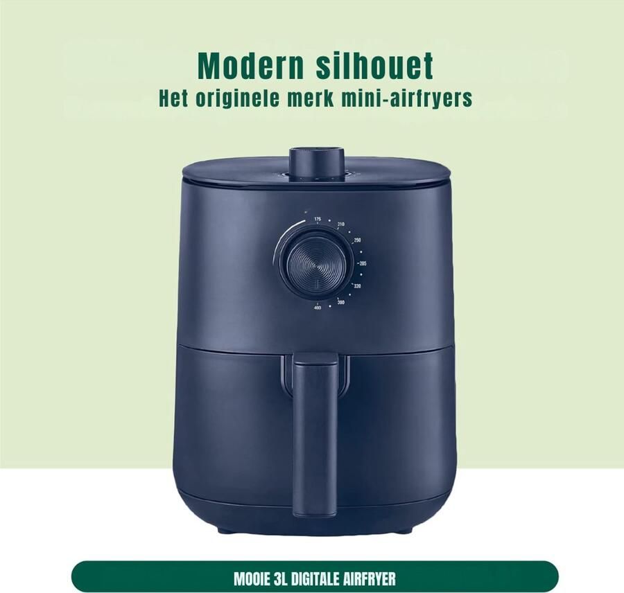 Quvo Mini airfryer Airfryer klein Blauw 23cm x 29cm x 30cm