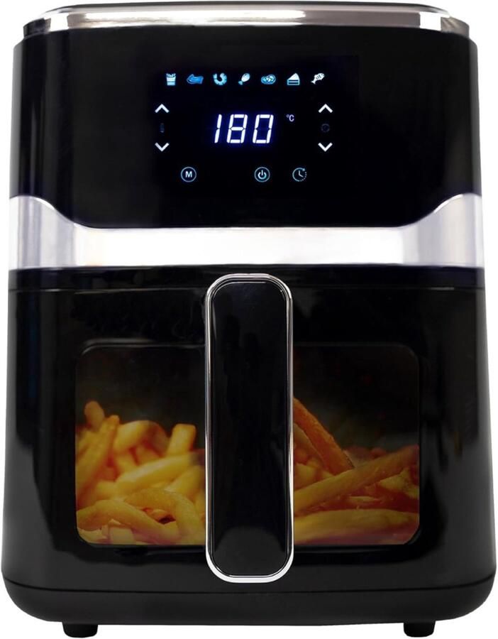 Quvo Mini Airfryer Kleine Friteuse Frituese met Tefloncoating 5L- Zwart 32cm x 25cm x 31cm
