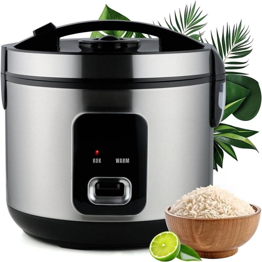 Quvo Rijstkoker Koker Stoompan met Keramische Kom LED-display Inox ‎28cm x 28cm x 28cm