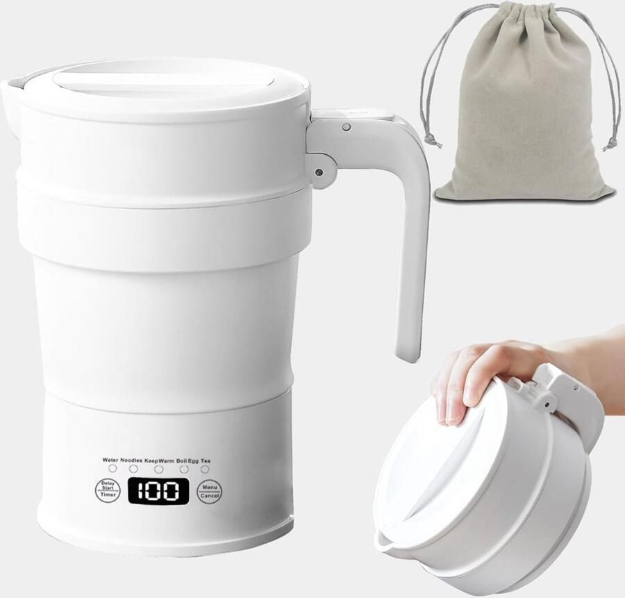 Quvo Waterkoker camping Waterkoker klein Waterkoker reis Wit 16cm x 12cm x 8cm